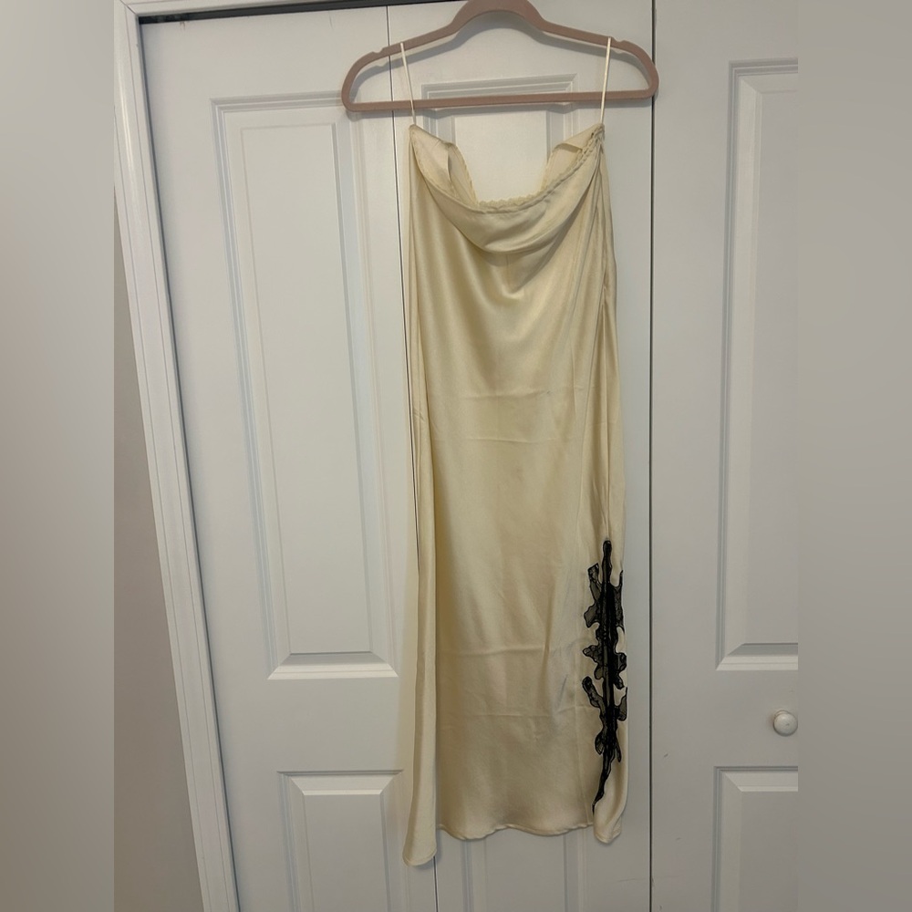 Nasty Gal Cream Satin Slip Skirt